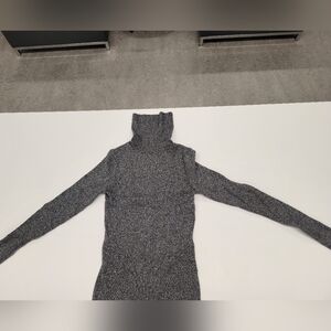 Melanie Lyne Gray Glitter Ribbed Turtleneck Sweater Size XS